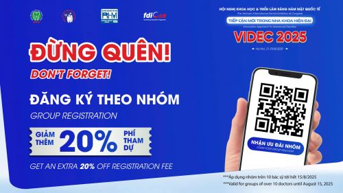 Đăng ký theo nhóm từ 10 bác sĩ trở lên sẽ được giảm thêm 20% phí tham dự hội nghị